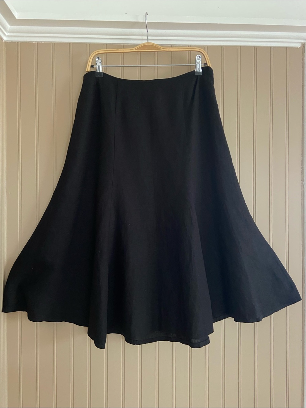 Chapter One Jet Black Linen Blend Twirl Midi Skirt With Faux Belt Women’s Size10 - Picture 6 of 7